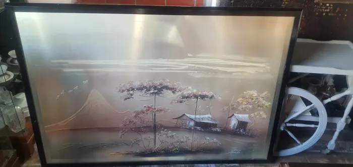 Quadro Painel Vintage Gigante (1,57m) Em Latão Escovado - Assinado Hamiko