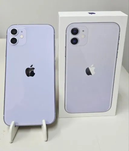 Smartphone Apple iPhone 11 128GB roxo com capinhas películas cabos USB