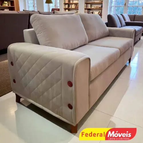 Sofá 2,00m Linho Bege - Oferta Imperdível!