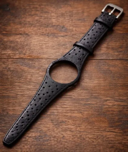 Pulseira preta em couro para relógio Omega Dynamic 
