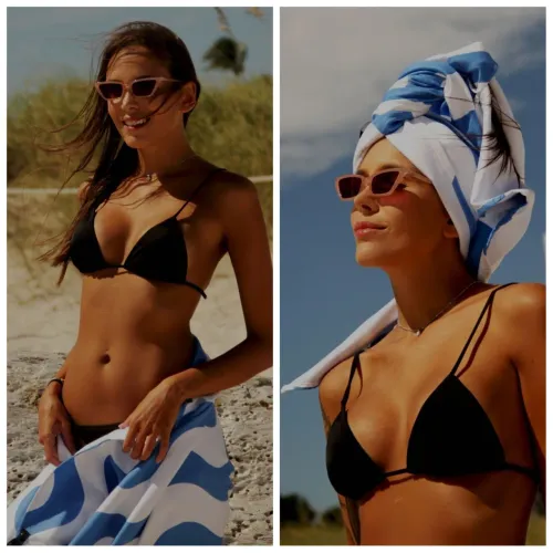 Toalha de Praia em Microfibra South Beach Miami Waves Azul