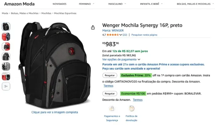 Mochila SwissGear P/ Laptop Multi-Compartimentos 