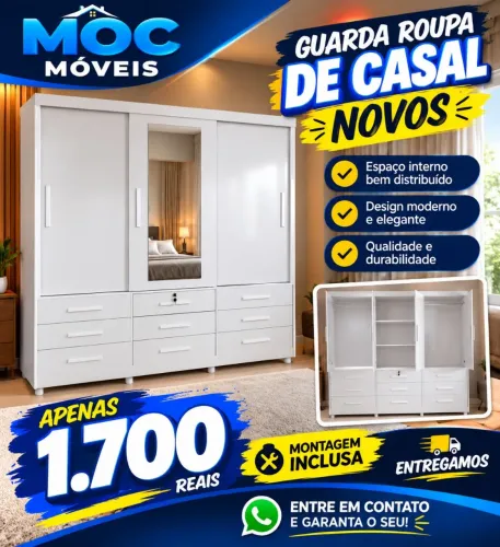 GUARDA ROUPA DE CASAL NOVOS COM ESPELHO.