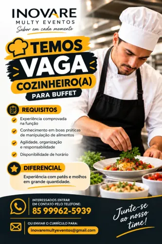 COZINHEIRO(A) PARA BUFFET - INOVARE MULTY EVENTOS