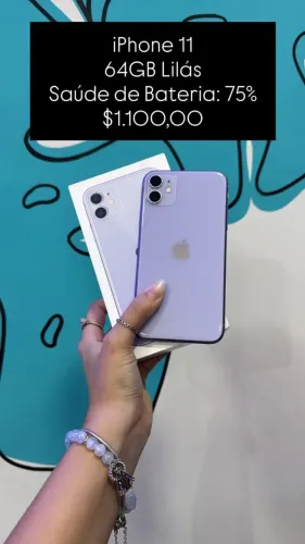 Seminovo: iPhone 11 64GB Lilás - Bateria 75% | Loja Fisica