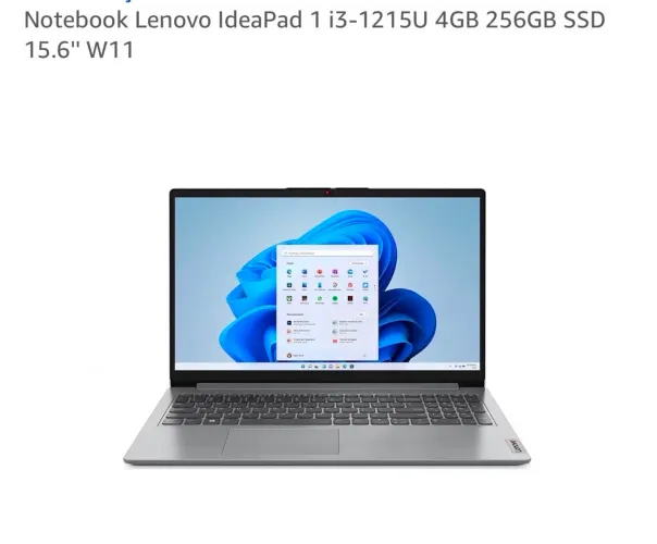 Notebook Lenovo IdeaPad 1 i3-1215U 4GB 256GB SSD 15.6'' W11