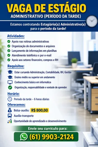 VAGA DE EMPREGO PARA ESTAGIO