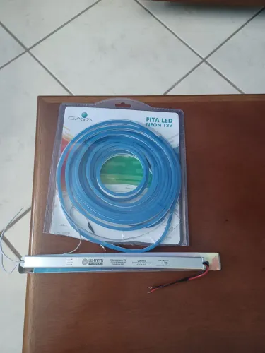 Fita Led Neon 12V Azul com Driver Slim 36W
