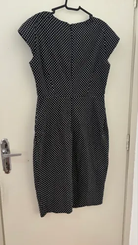 vestido midi zara basic preto e branco m/g.
