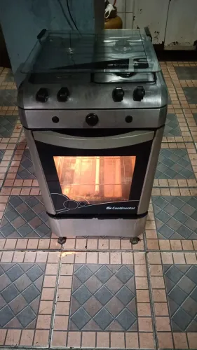 Fogão Continental 4 Bocas Inox Com Forno - Bom Estado