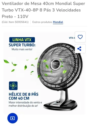 Ventilador de mesa mondial