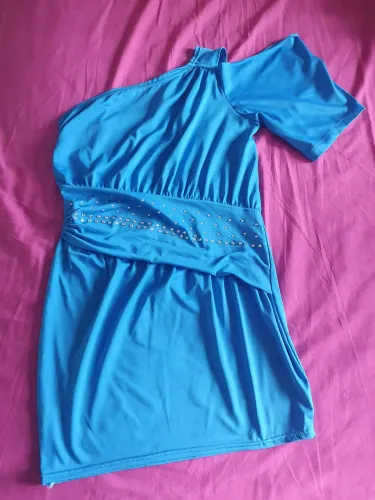 Vestido azul manga unica
