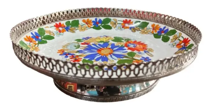 Porcelana Schmidt Raro Centro De Mesa Ou Fruteira Com Prata