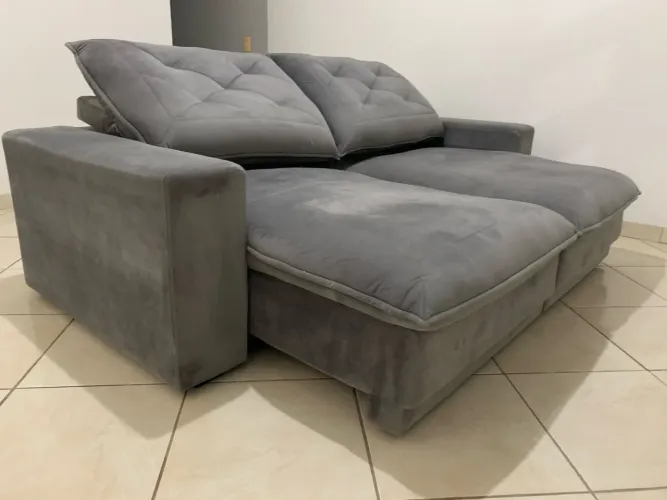 Sofá Isla Plus em Veludo Retrátil e Reclinável 4 Lugares 230cm