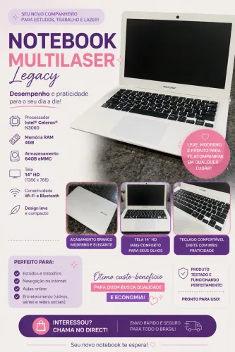 NOTEBOOK MULTILASER LEGACY À VENDA!