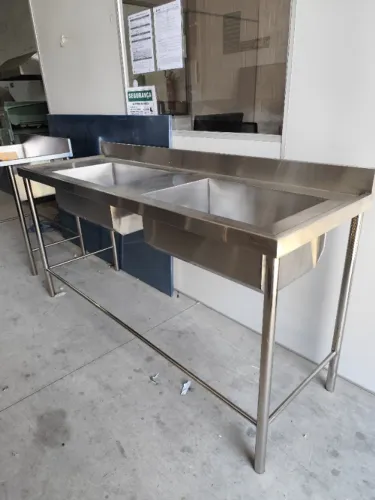 Pia inox 2 bojos contraventada 1,80×0,60×0,90 (2×60×40) 