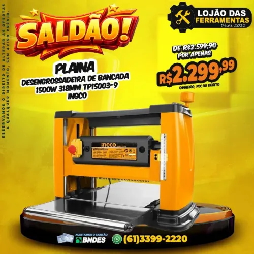 Plaina Desengrossadeira de Bancada 1500w 318mm Tp15003-9 Ingco