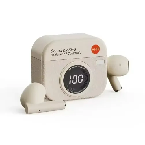 Fone bluetooth temático estilo câmera retrô