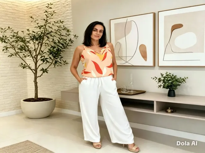 Calça pantalona branca 