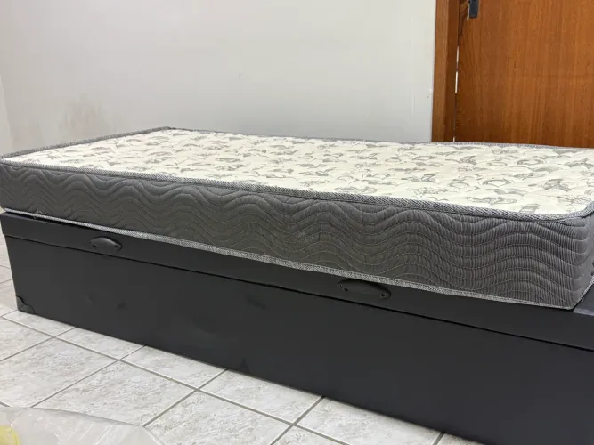 Cama Box Baú - Colchão Ortobom Ortopédico