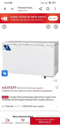 Freezer Horizontal Fricon Dupla Ação 503L