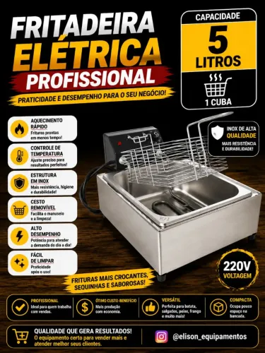 Fritadeira elétrica uma cuba 5 litros