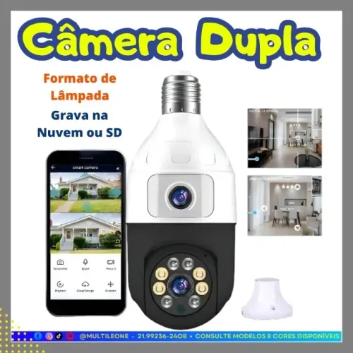 Título: Câmera de Segurança Inteligente Formato Lâmpada - Monitoramento Duplo