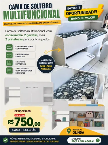 Cama Multifuncional de solteiro 