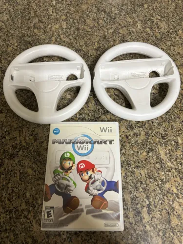 Jogo Mário Kart Wii e 2 voltantes 