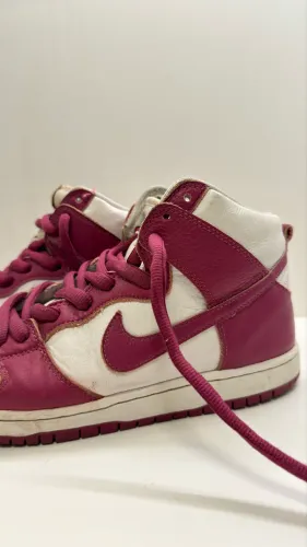 tênis nike sb dunk high pro iso branco/rosa