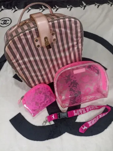 Kit Victorias Secret maleta necessaire colar