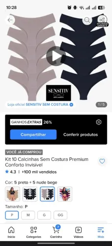 Calcinhas sem costura