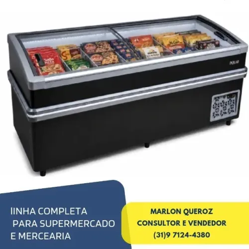 Ilha de Congelados 2M Vidro Curvo Polar Nova