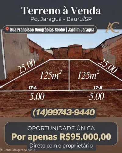 Terreno Pq. Jaraguá DIRETO COM PROPRIETÁRIO