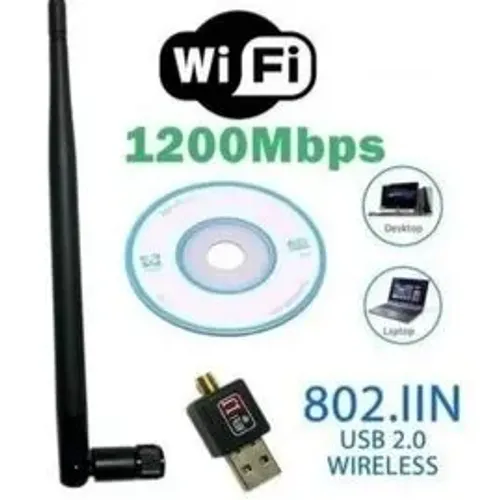 ADAPTADOR DE REDE WIRILESS WIFI EM USB EXTERNO 1200Mbps PC e NOT. KT-1200M