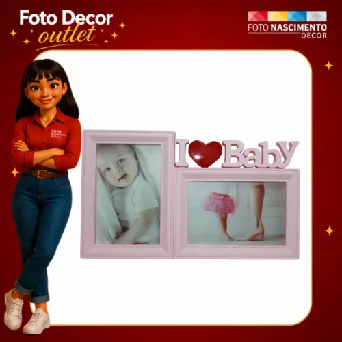 Porta-Retrato 10x15 PVC para 2 Fotos Baby : Rosa e  Azul 