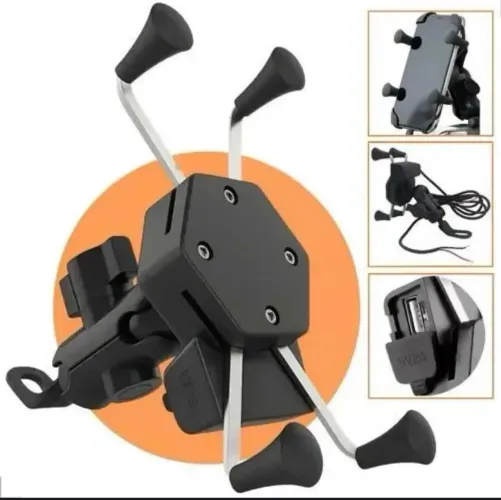 SUPORTE DE CELULAR  PARA MOTO E BICICLETA COM CARREGADOR