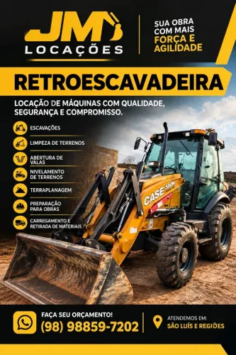 Retroescavadeira disponível para alugar