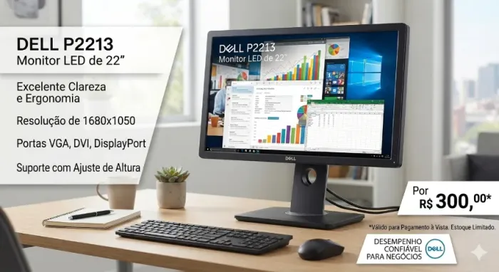 Monitor Dell P2213 (22 polegadas) - Excelente Estado