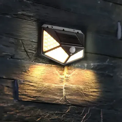 Luminária Energia Solar Parede 100led Sensor Presença
