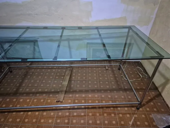 Mesa inox/vidro 2.30x1 mt