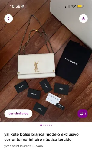 YSL kate bolsa branca modelo exclusivo corrente marinheiro náutica torcido 