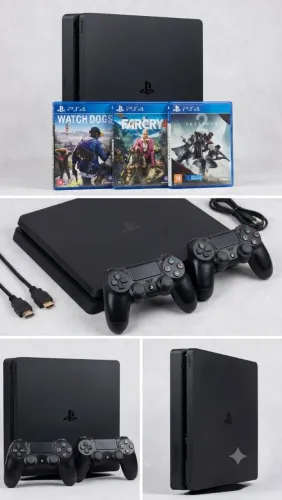 PS4 Slim 500GB + 2 Controle + 3 Jogos (Leia o Anúncio)
