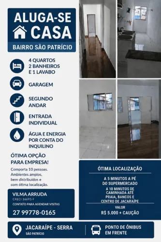 Alugo casa de 4 quartos e garagem ideal para empresas em São Patrício jacaraipe Serra