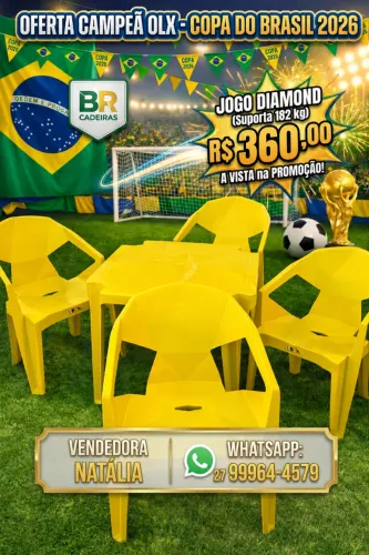 mesa e cadeiras plásticas amarelo 182kg 