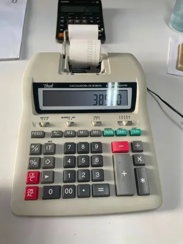 Calculadora De Mesa Com Bobina 12 Dígitos spiral + Fonte