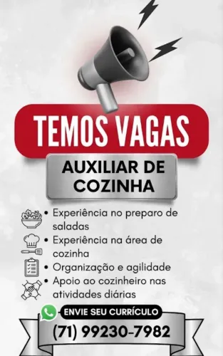 Vaga de auxiliar de cozinha