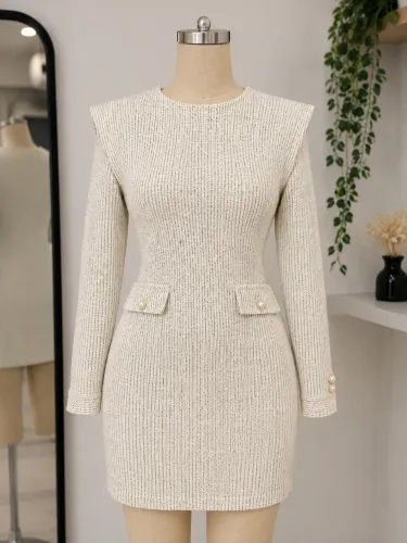 Vestido de tweed off-white