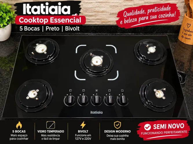 Cooktop Itatiaia Essencial 5 Bocas - Preto - Bivolt