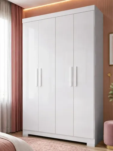 Guarda Roupa 100%MDF 4 Portas 2 Gavetas Para Solteiro - Produto de Fábrica